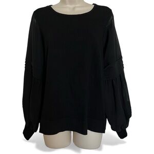 Cliche Black Sheer Bubble Sleeve Pullover Sweater Size Medium